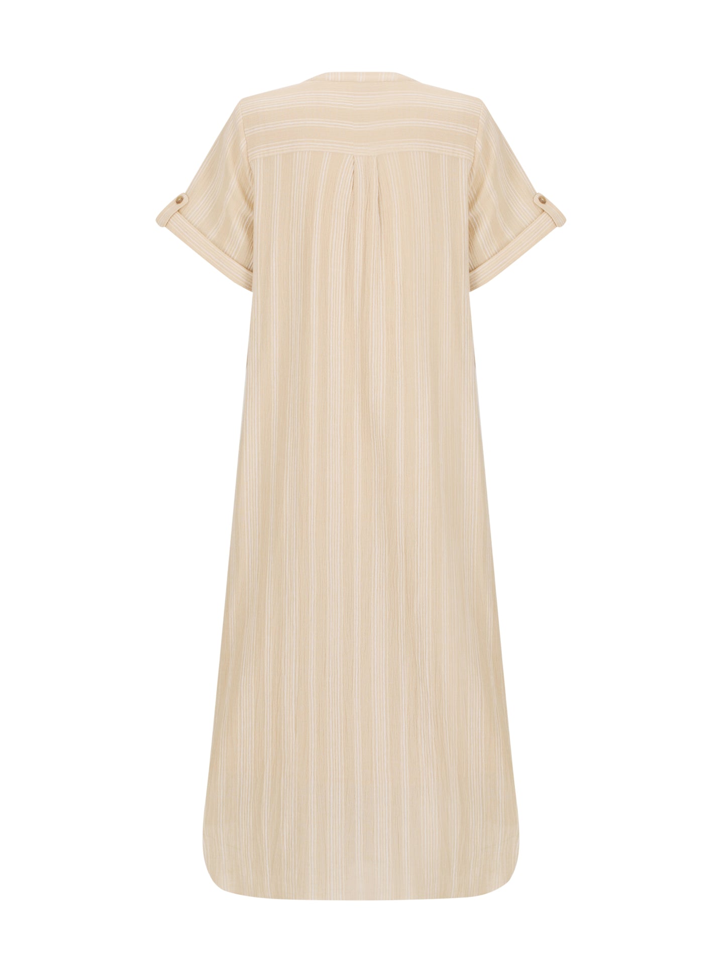 Women's Cotton Midi Dress - Breathable A-Line Summer Dress with Sand Stripe Design and Side Pockets 6