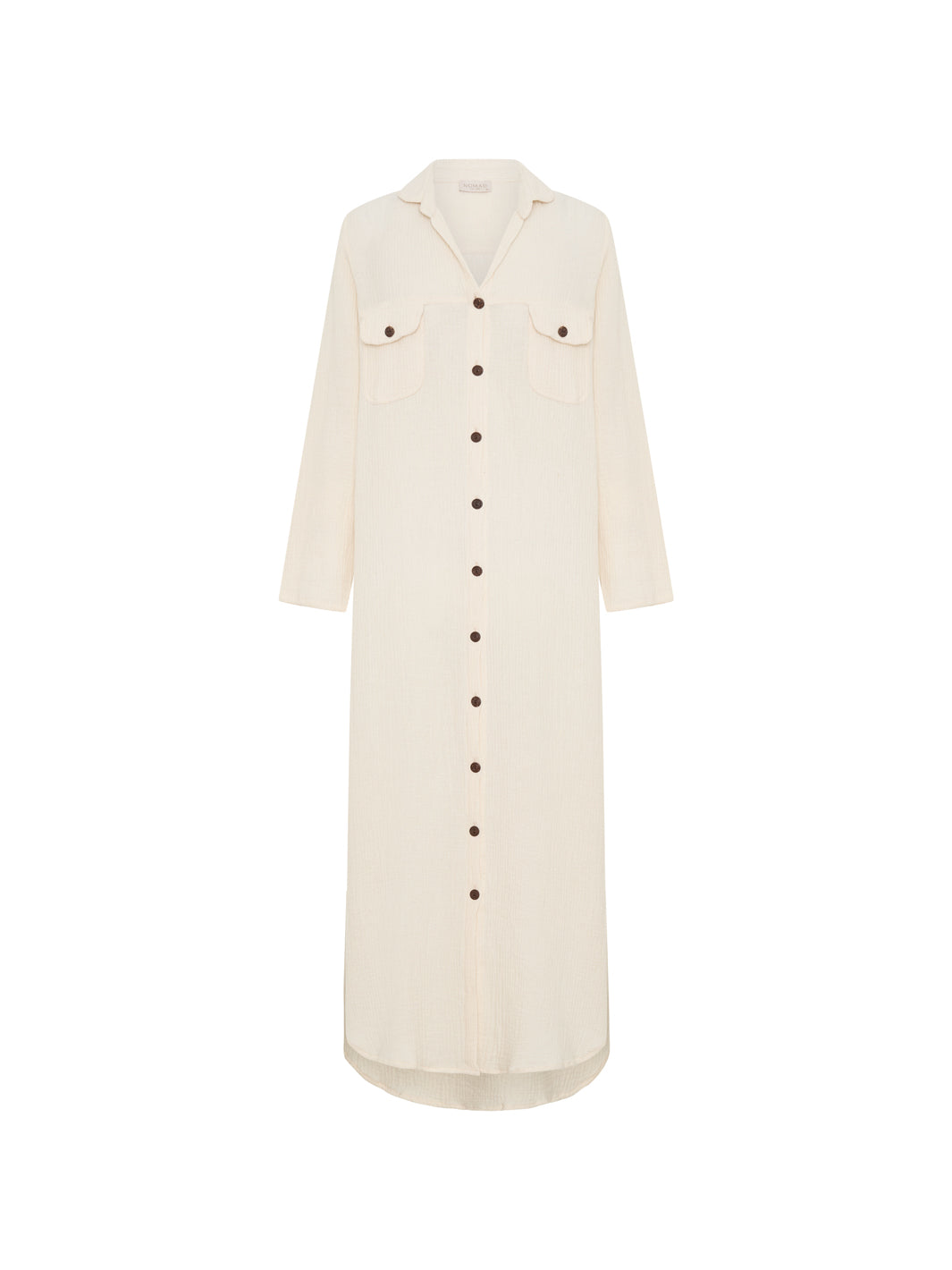 White Linen Blend Shirt Dress for Women with Curved Hem, Pockets, and Long Sleeves – Perfect Summer Dress 8