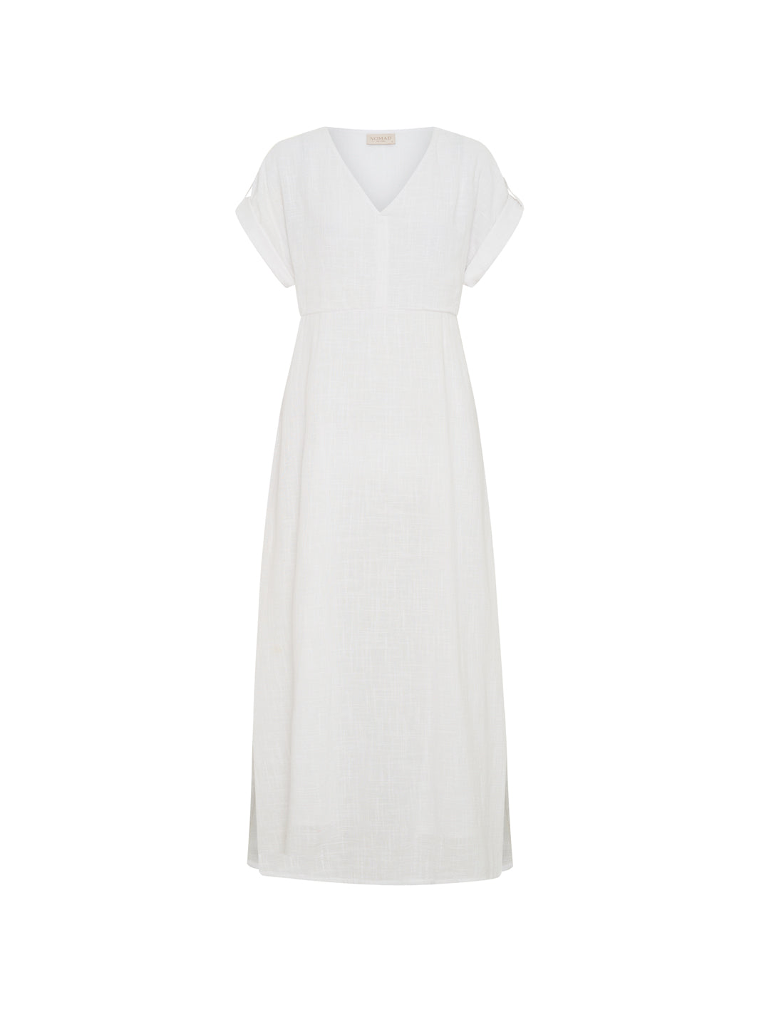 White Maxi Dress for Women with Adjustable Waist Ties, Pockets, and Short Sleeves - Elegant Cotton Long Dress 8