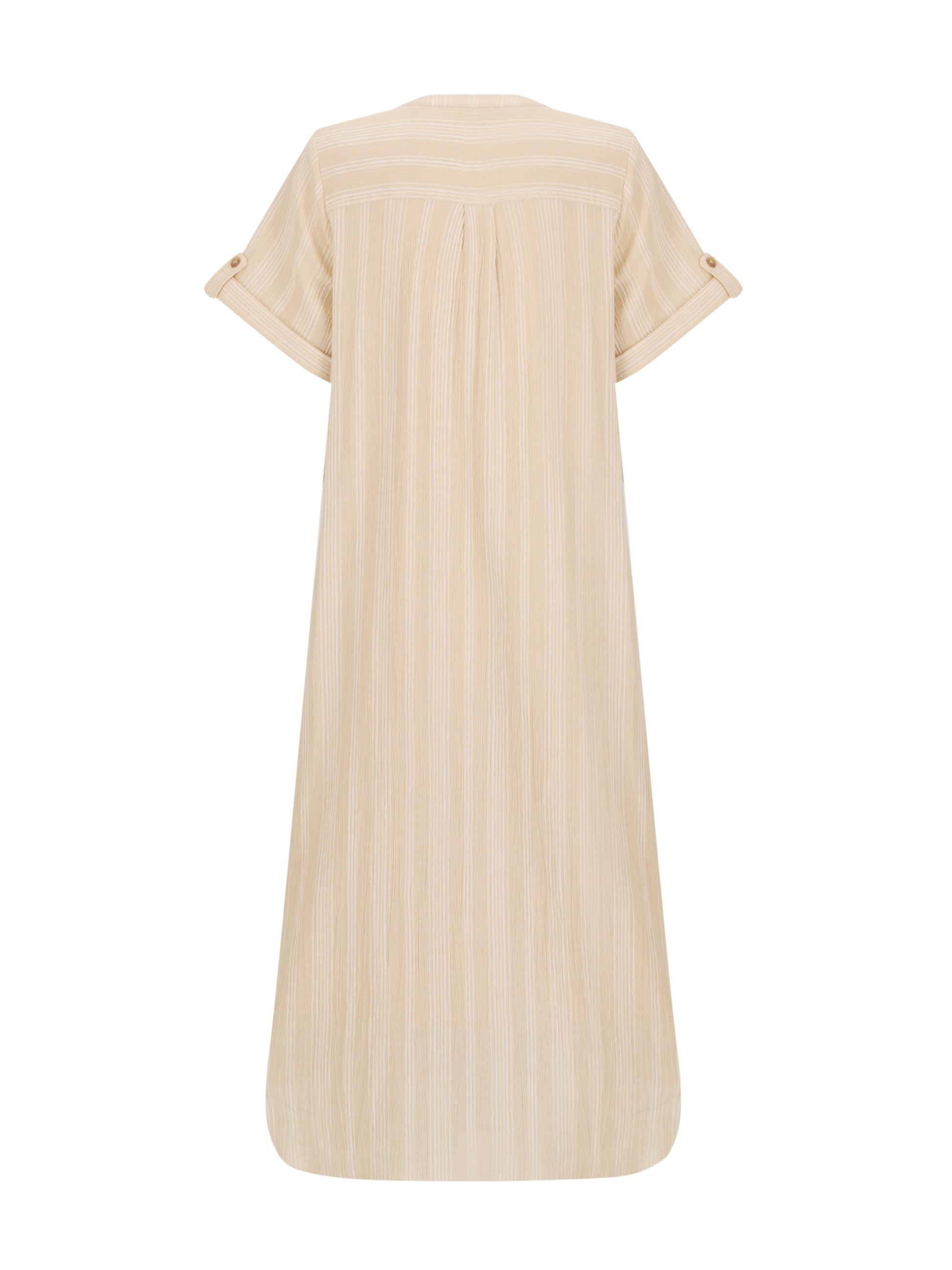 Women's Cotton Midi Dress - Breathable A-Line Summer Dress with Sand Stripe Design and Side Pockets 6